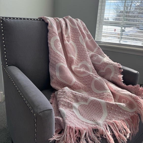 Woven Hearts with Coquette Bows Throw Blanket - Picture 2 of 2